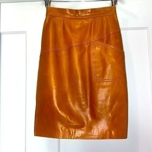 Escada 100% lambs leather super soft leather pencil skirt rust color, flawless!